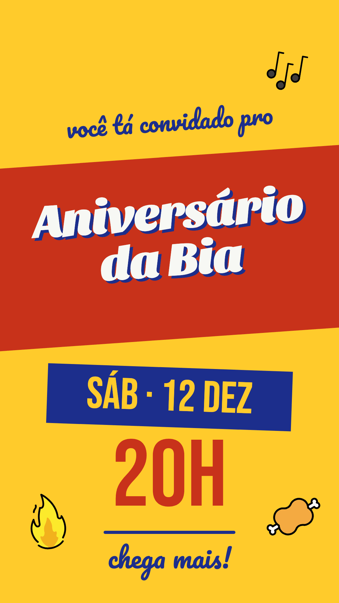 Modelo Boteco: convite de aniversário da Bia
